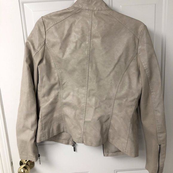 Cream Leather Jacket - Picture 2 of 2